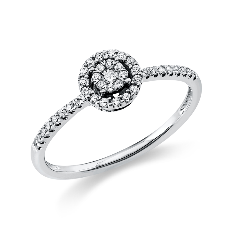 Ring 18 kt WG, 1 Brill. 0,03 ct, TW-si, 39 Brill. 0,17 ct, TW-si