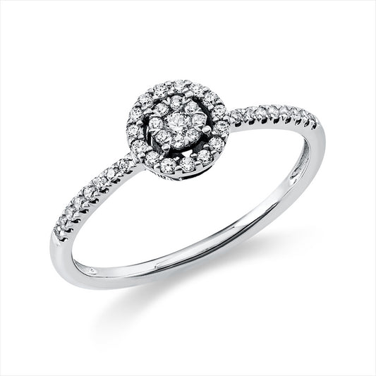 Ring 14 kt WG, 1 Brill. 0,03 ct, TW-si, 39 Brill. 0,17 ct, TW-si