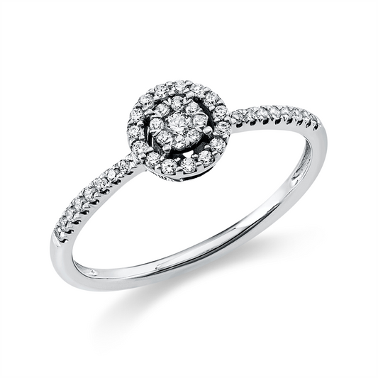 Ring 18 kt WG, 1 Brill. 0,03 ct, TW-si, 39 Brill. 0,18 ct, TW-si