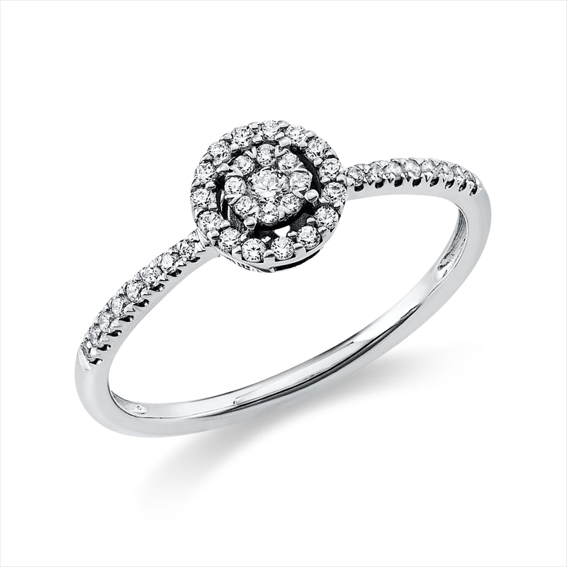 Ring 14 kt WG, 1 Brill. 0,03 ct, TW-si, 39 Brill. 0,16 ct, TW-si