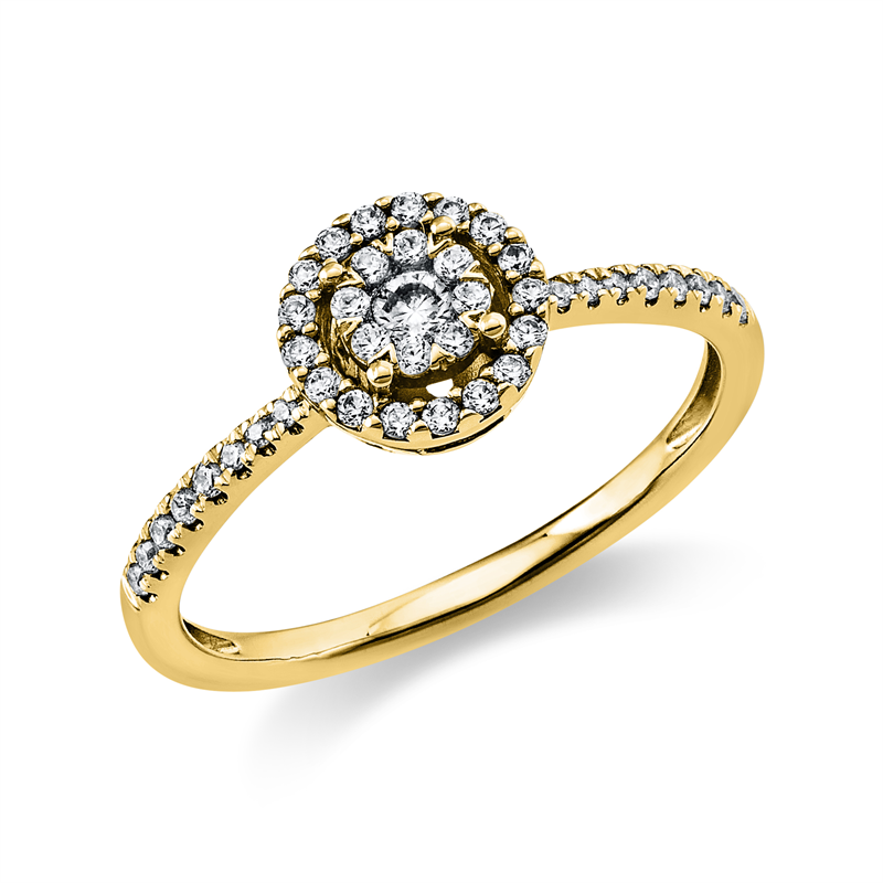 Ring 18 kt GG, 1 Brill. 0,05 ct, TW-si, 41 Brill. 0,22 ct, TW-si