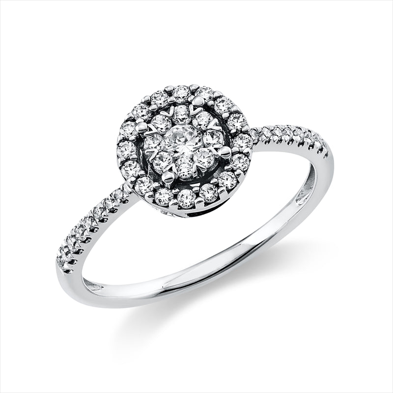 Ring 14 kt WG, 1 Brill. 0,09 ct, TW-si, 40 Brill. 0,30 ct, TW-si