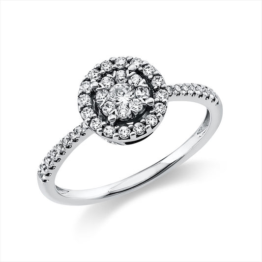 Ring 14 kt WG, 1 Brill. 0,08 ct, TW-si, 40 Brill. 0,30 ct, TW-si