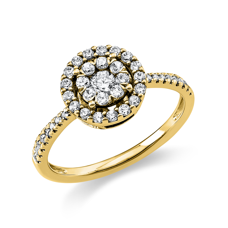 Ring 18 kt GG, 8 Brill. 0,13 ct, TW-si, 1 Brill. 0,11 ct, TW-si, 33 Brill. 0,28 ct, TW-si