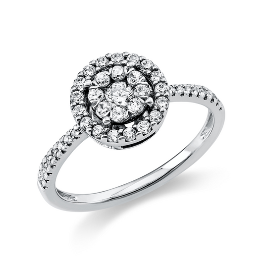 Ring 18 kt WG, 8 Brill. 0,12 ct, TW-si, 1 Brill. 0,12 ct, TW-si, 33 Brill. 0,28 ct, TW-si