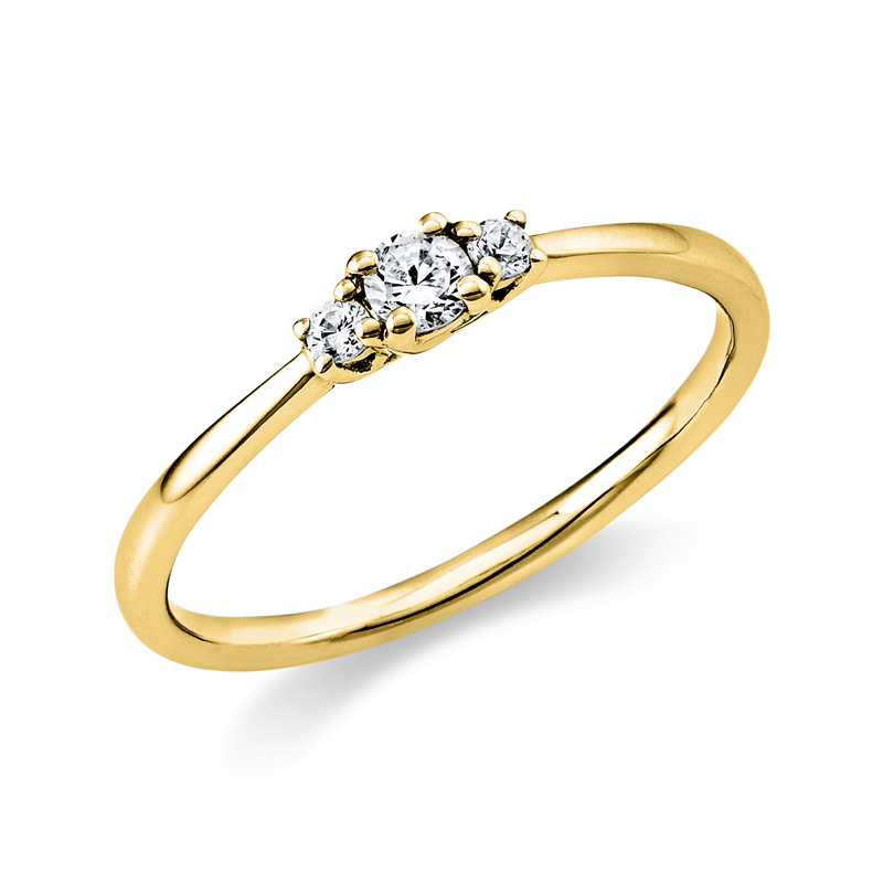 Ring 14 kt GG, 1 Brill. 0,10 ct, TW-si, 2 Brill. 0,06 ct, TW-si