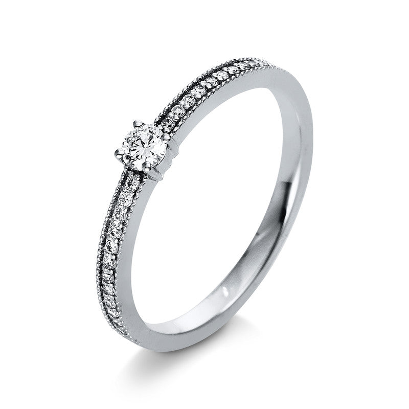 Ring 14 kt WG, 1 Brill. 0,10 ct, TW-si, 23 Brill. 0,09 ct, TW-si