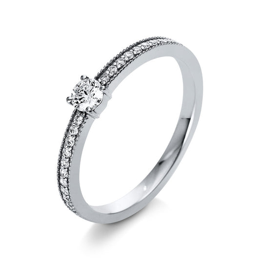 Ring 18 kt WG, 1 Brill. 0,15 ct, TW-si, 22 Brill. 0,12 ct, TW-si