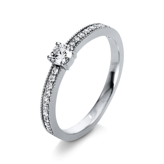 Ring 18 kt WG, 1 Brill. 0,20 ct, TW-si, 20 Brill. 0,12 ct, TW-si