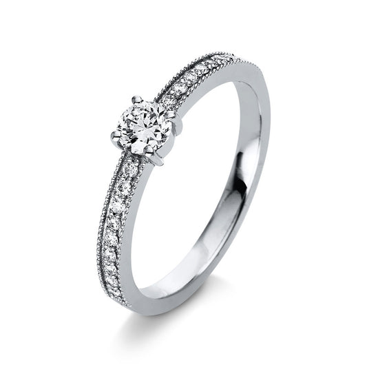 Ring 18 kt WG, 1 Brill. 0,25 ct, TW-si, 18 Brill. 0,13 ct, TW-si