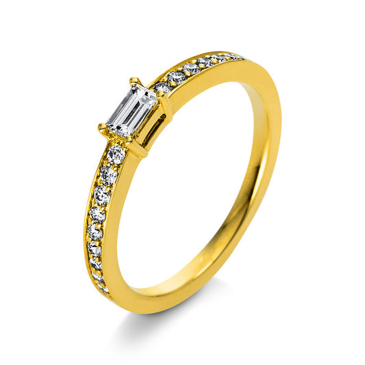 Ring 18 kt GG, 1 Bag. 0,20 ct, TW-vsi, 18 Brill. 0,19 ct, TW-vsi