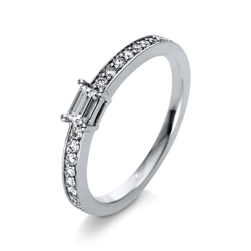 Ring 950 Pt Platin, 1 Bag. 0,20 ct, TW-vsi, 18 Brill. 0,19 ct, TW-vsi