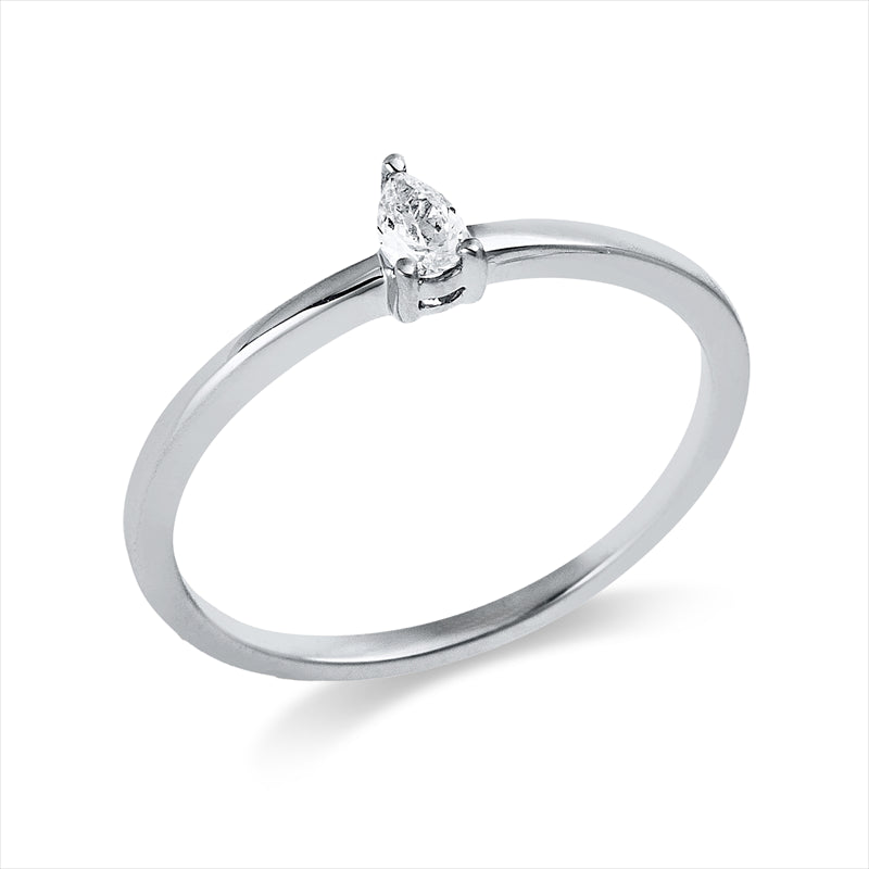 Ring 18 kt WG, 1 Tropfen 0,10 ct, TW-si