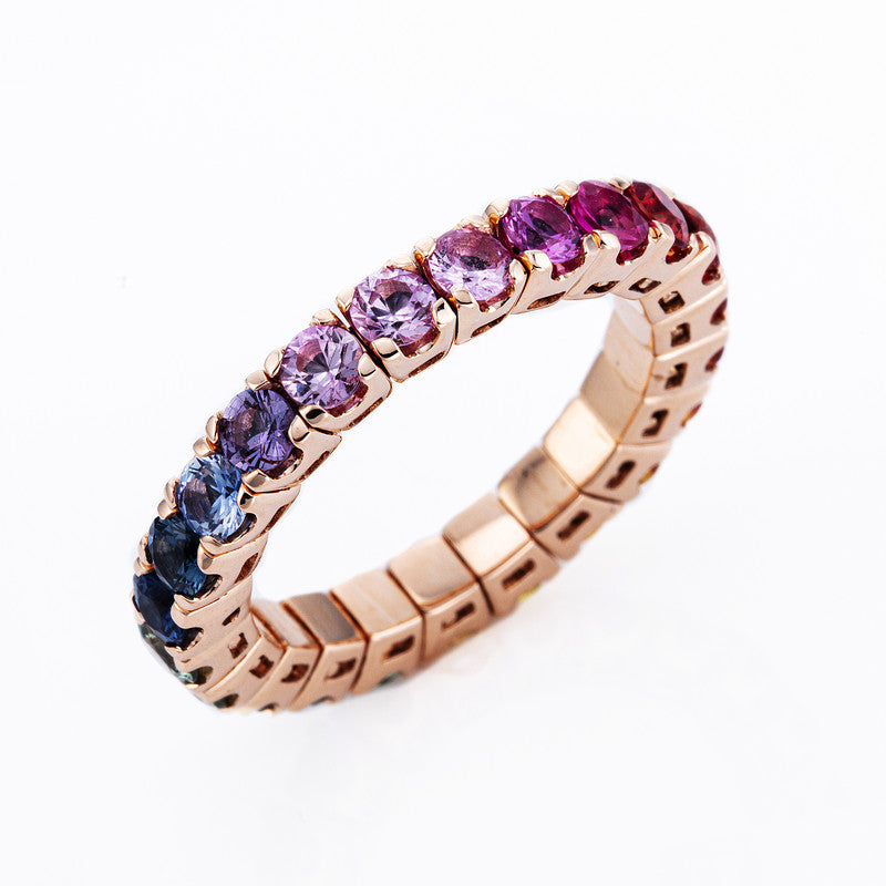 Ring 18 kt RG, Flex-Band, variabel, 23 Saphire 2,65 ct fancy