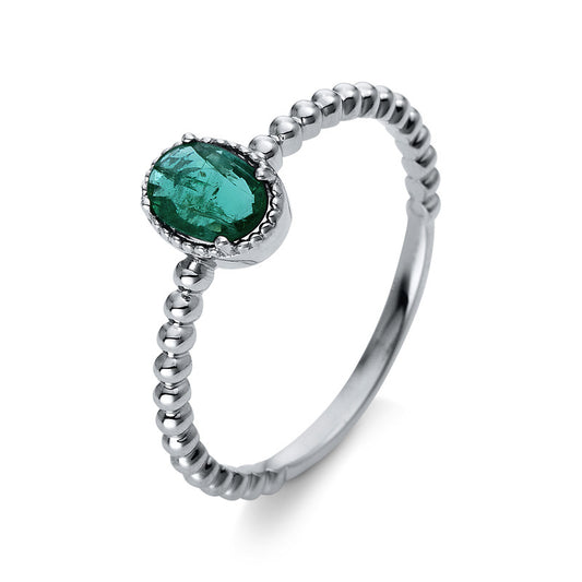 Ring 18 kt WG, 1 Smaragd 0,42 ct grün
