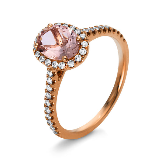 Ring 18 kt RG, 38 Brill. 0,26 ct, TW-si, 1 Morganit 0,97 ct pink