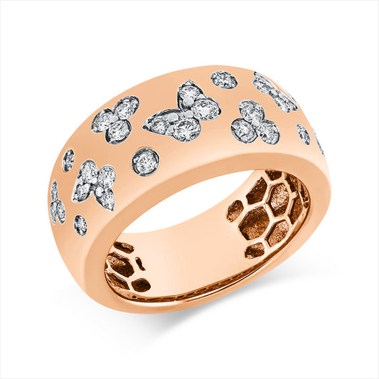 Ring 18 kt RG, Fassung rhodiniert, 30 Brill. 0,47 ct, TW-vsi