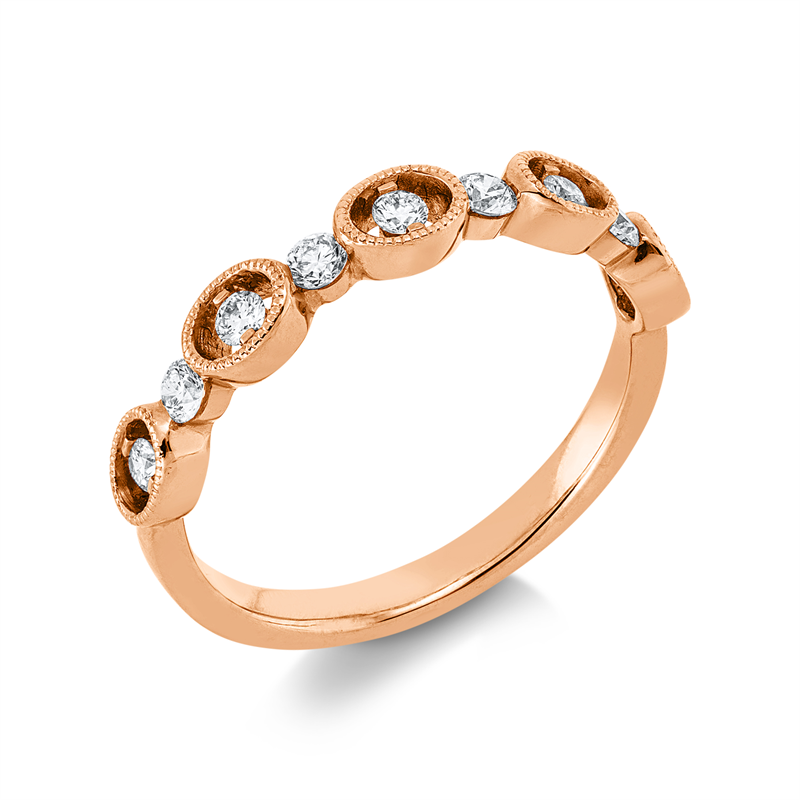 Ring 18 kt RG, 4 Brill. 0,16 ct, TW-si, 5 Brill. 0,13 ct, TW-si