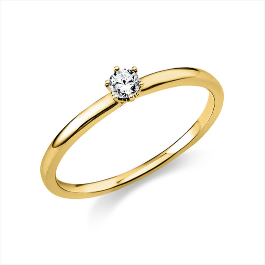 Ring 14 kt GG, 1 Brill. 0,10 ct, TW-si