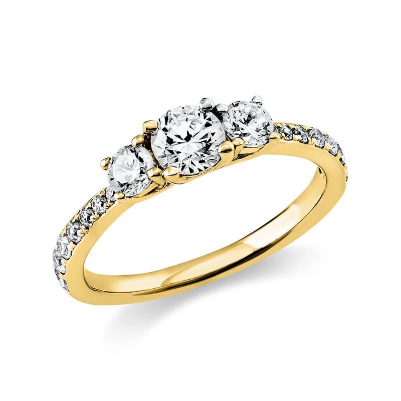 Ring 14 kt GG, GIA7288797882, 2 Brill. 0,31 ct, TW-si, 1 Brill. 0,40 ct, TW-si, 14 Brill. 0,24 ct, TW-si