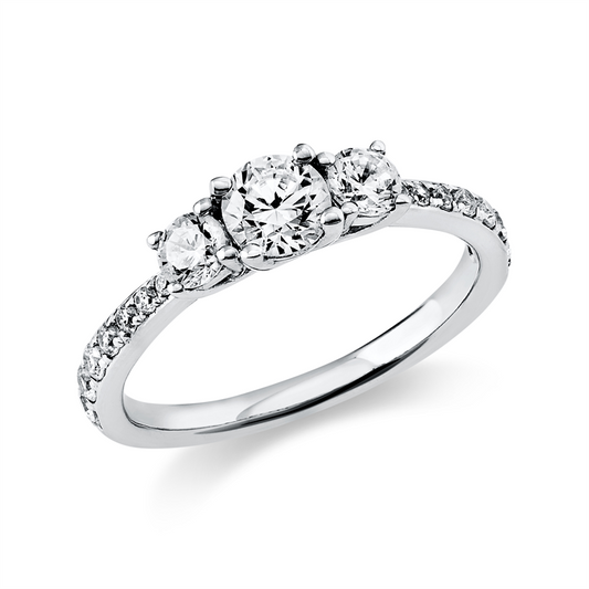 Ring 18 kt WG, GIA6281766068, 2 Brill. 0,31 ct, TW-si, 1 Brill. 0,40 ct, TW-si, 14 Brill. 0,23 ct, TW-si