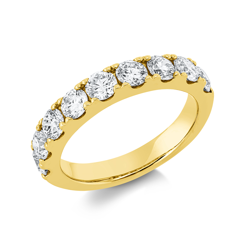 Ring 14 kt GG, 9 Brill. 1,50 ct, TW-si