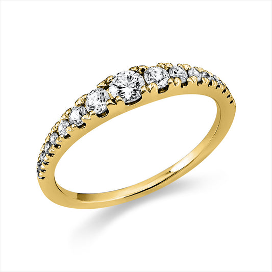 Ring 14 kt GG, 1 Brill. 0,14 ct, TW-si, 2 Brill. 0,03 ct, TW-si, 14 Brill. 0,28 ct, TW-si