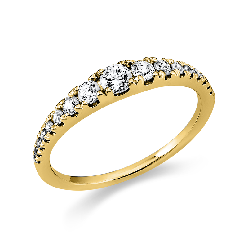Ring 18 kt GG, 12 Brill. 0,29 ct, TW-si, 1 Brill. 0,14 ct, TW-si, 4 Brill. 0,03 ct, TW-si