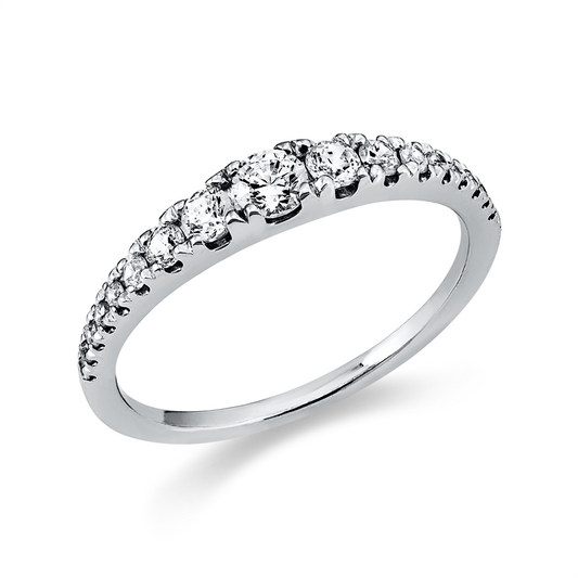 Ring 18 kt WG, 12 Brill. 0,29 ct, TW-si, 1 Brill. 0,14 ct, TW-si, 4 Brill. 0,03 ct, TW-si