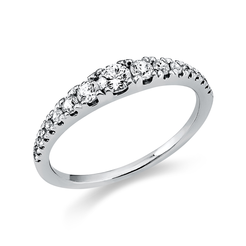 Ring 950 Pt Platin, 12 Brill. 0,29 ct, TW-si, 1 Brill. 0,14 ct, TW-si, 4 Brill. 0,03 ct, TW-si