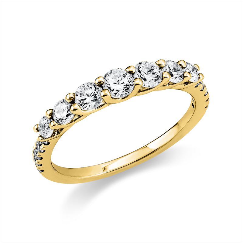 Ring 14 kt GG, 2 Brill. 0,11 ct, TW-si, 5 Brill. 0,60 ct, TW-si, 10 Brill. 0,11 ct, TW-si