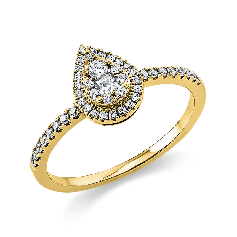 Ring 14 kt GG, 1 Princ. 0,05 ct, TW-si, 46 Brill. 0,25 ct, TW-si