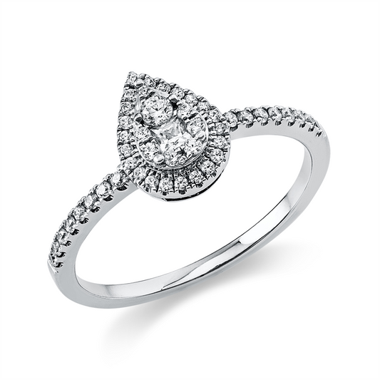 Ring 18 kt WG, 1 Brill. 0,03 ct, TW-si, 1 Princ. 0,07 ct, TW-si, 45 Brill. 0,20 ct, TW-si