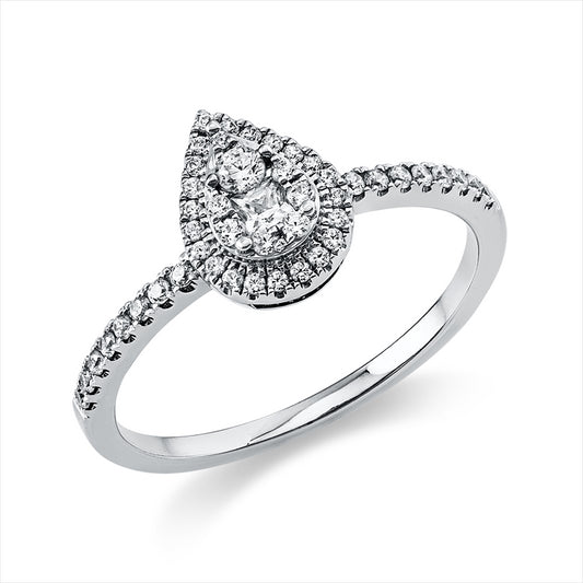 Ring 14 kt WG, 1 Brill. 0,04 ct, TW-si, 1 Princ. 0,07 ct, TW-si, 45 Brill. 0,20 ct, TW-si