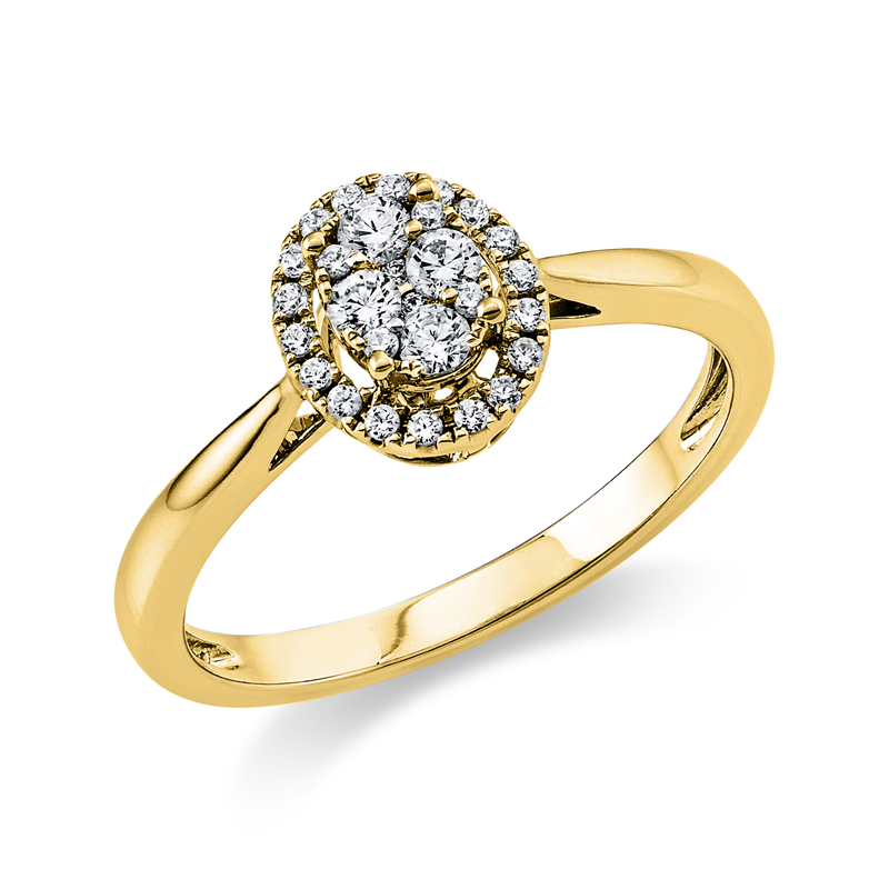 Ring 18 kt GG, 4 Brill. 0,12 ct, TW-si, 24 Brill. 0,11 ct, TW-si