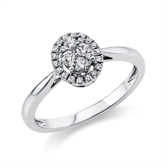 Ring 18 kt WG, 4 Brill. 0,14 ct, TW-si, 24 Brill. 0,11 ct, TW-si
