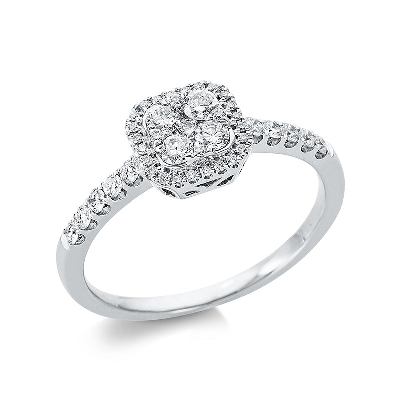 Ring 14 kt WG, 4 Brill. 0,18 ct, TW-si, 39 Brill. 0,24 ct, TW-si