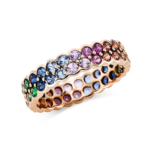 Ring 18 kt RG, 54 Saphire 2,91 ct fancy