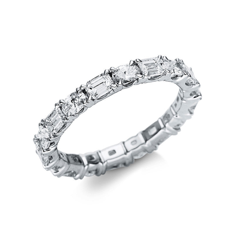 Ring 18 kt WG, 9 Sm.schliff 1,18 ct, TW-vsi, 8 Oval 0,80 ct, TW-vsi