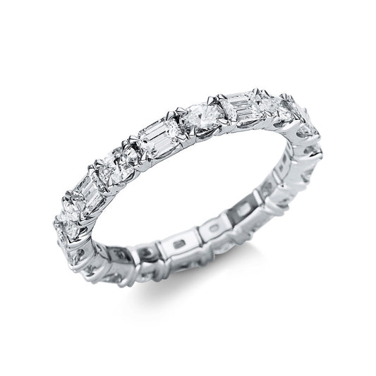Ring 18 kt WG, 9 Sm.schliff 1,18 ct, TW-vsi, 8 Oval 0,80 ct, TW-vsi