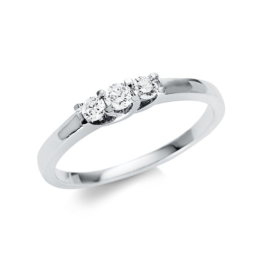 Ring 18 kt WG, 1 Brill. 0,09 ct, TW-si, 2 Brill. 0,13 ct, TW-si