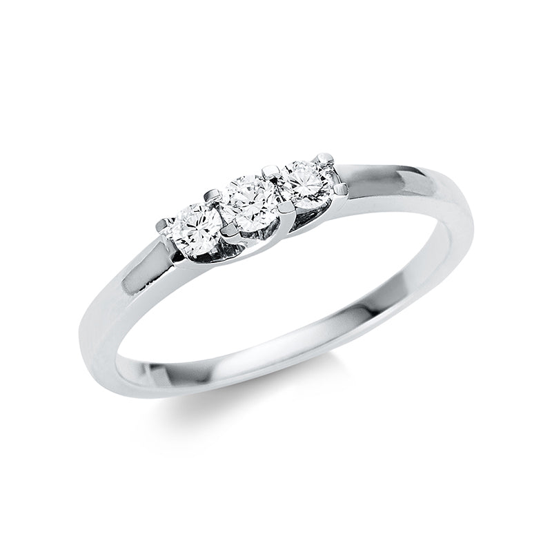 Ring 18 kt WG, 1 Brill. 0,09 ct, TW-si, 2 Brill. 0,13 ct, TW-si