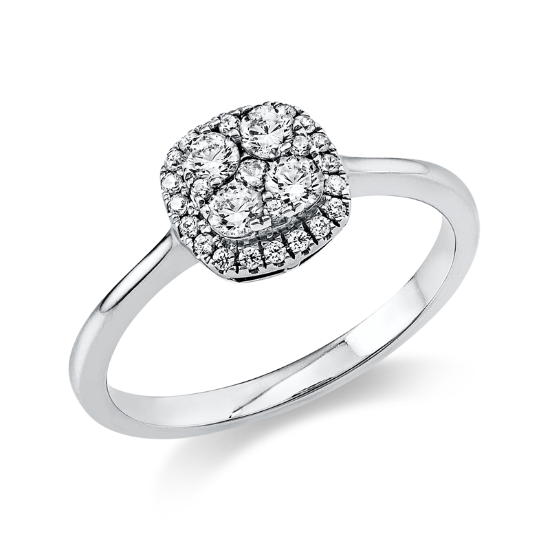 Ring 14 kt WG, 25 Brill. 0,12 ct, TW-si, 4 Brill. 0,23 ct, TW-si