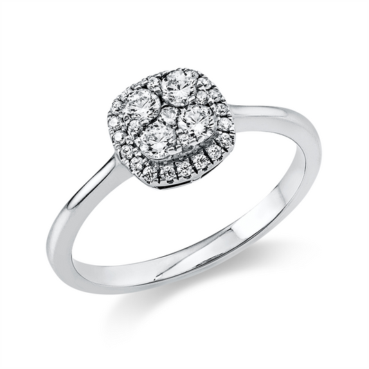 Ring 18 kt WG, 4 Brill. 0,22 ct, TW-si, 25 Brill. 0,12 ct, TW-si