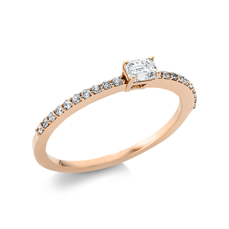 Ring 18 kt RG, 1 Sm.schliff 0,21 ct, TW-si, 20 Brill. 0,13 ct, TW-si