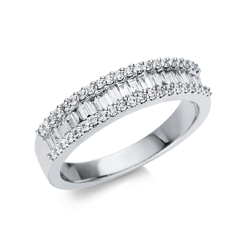 Ring 18 kt WG, 25 Bag. 0,25 ct, TW-si, 42 Brill. 0,28 ct, TW-si