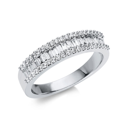 Ring 18 kt WG, 25 Bag. 0,25 ct, TW-si, 42 Brill. 0,28 ct, TW-si
