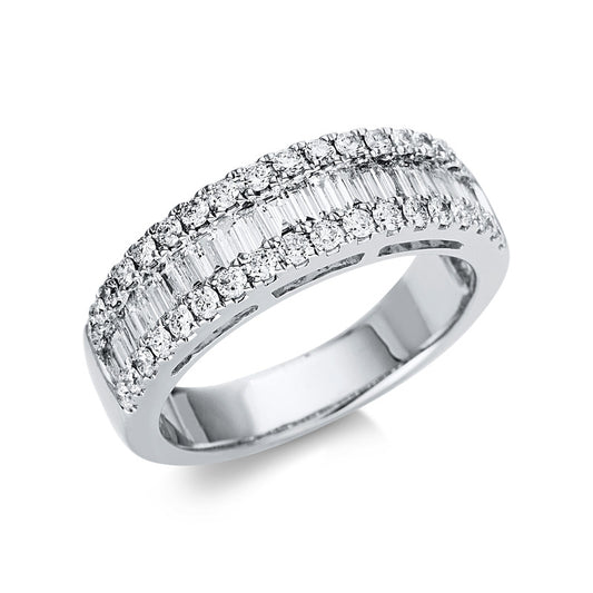 Ring 18 kt WG, 21 Bag. 0,51 ct, TW-si, 36 Brill. 0,46 ct, TW-si