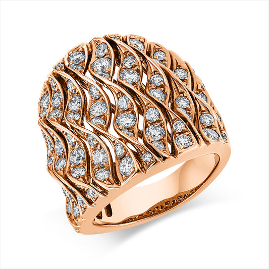 Ring 18 kt RG, 17 Brill. 0,96 ct, TW-vsi/si, 74 Brill. 1,67 ct, TW-vsi/si
