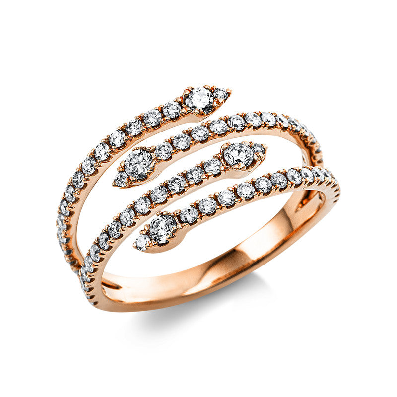 Ring 18 kt RG, 4 Brill. 0,14 ct, TW-si, 60 Brill. 0,58 ct, TW-si